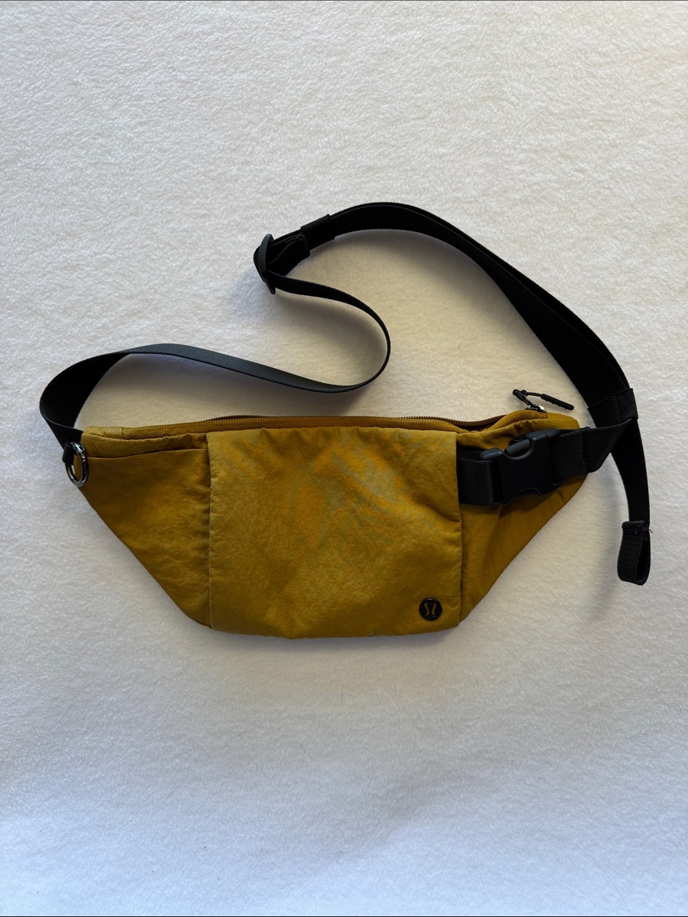 lululemon athletica Mustard Yellow Belt Bag with Black Strap